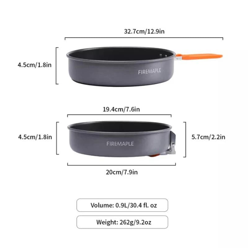 Fire Maple Compact Non-stick Frying Pan 0.9L Portable Cookware with Steak Cooking Feature for Outdoor Hiking Camping Picnic