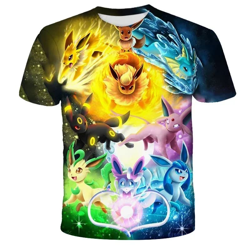 Nuova T-shirt 3D Anime Pikachu 2026 per Bambini, Moda Casual, Abbigliamento Giallo per Ragazzi e Ragazze, Cosplay Pokemon, Manica Corta