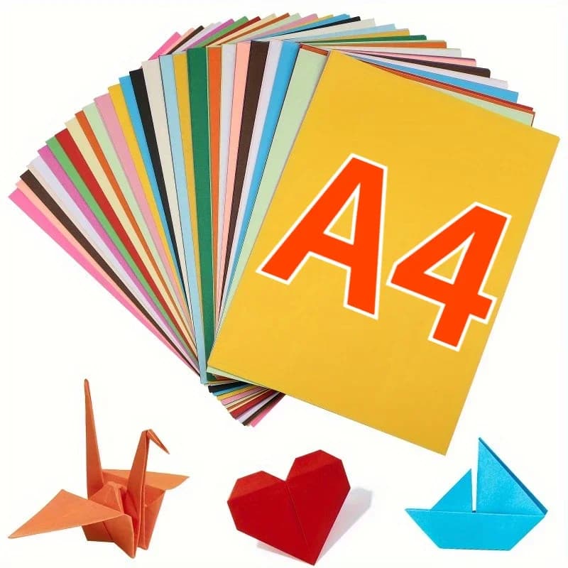 100 Sheets 10 Colors A4 Origami Paper Double Sided Color Easy Fold Paper for Beginner Craft Paper Crane Kid Handmade Stationery