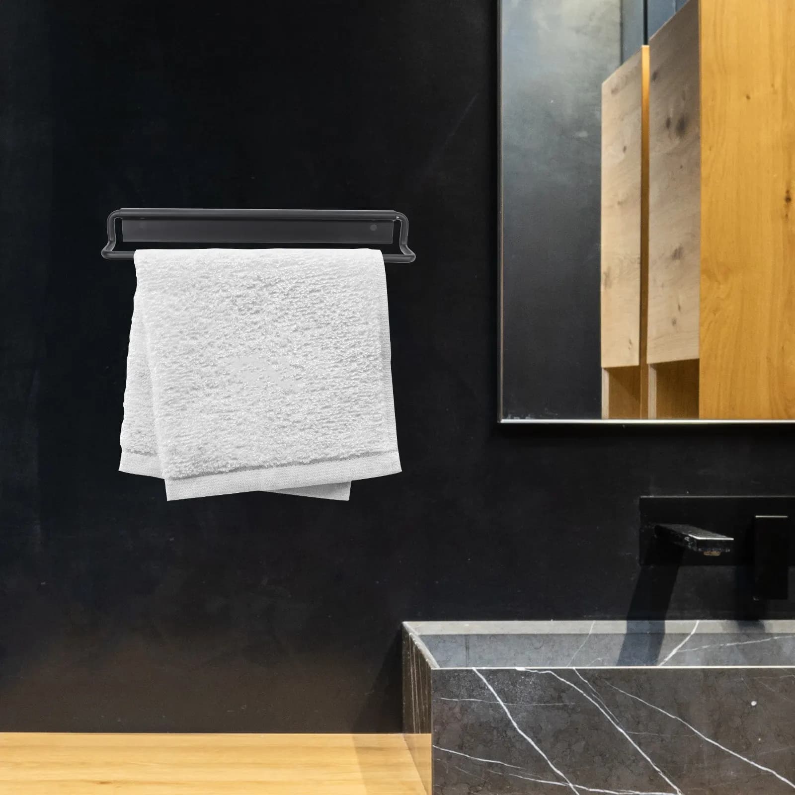Set di 1 Portasciugamani Senza Chiodi, Moderno Portasciugamani da Parete, Portaoggetti per Bagno e Cucina, Robusto in Acciaio Inossidabile Multifunzione