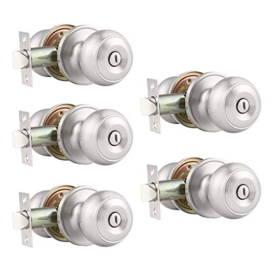 Maniglia Rotonda per Porta con Serratura a Rotazione Interna, Maniglie Senza Chiave per Interni/Esterni, Maniglie Privacy per Camera da Letto/Bagno