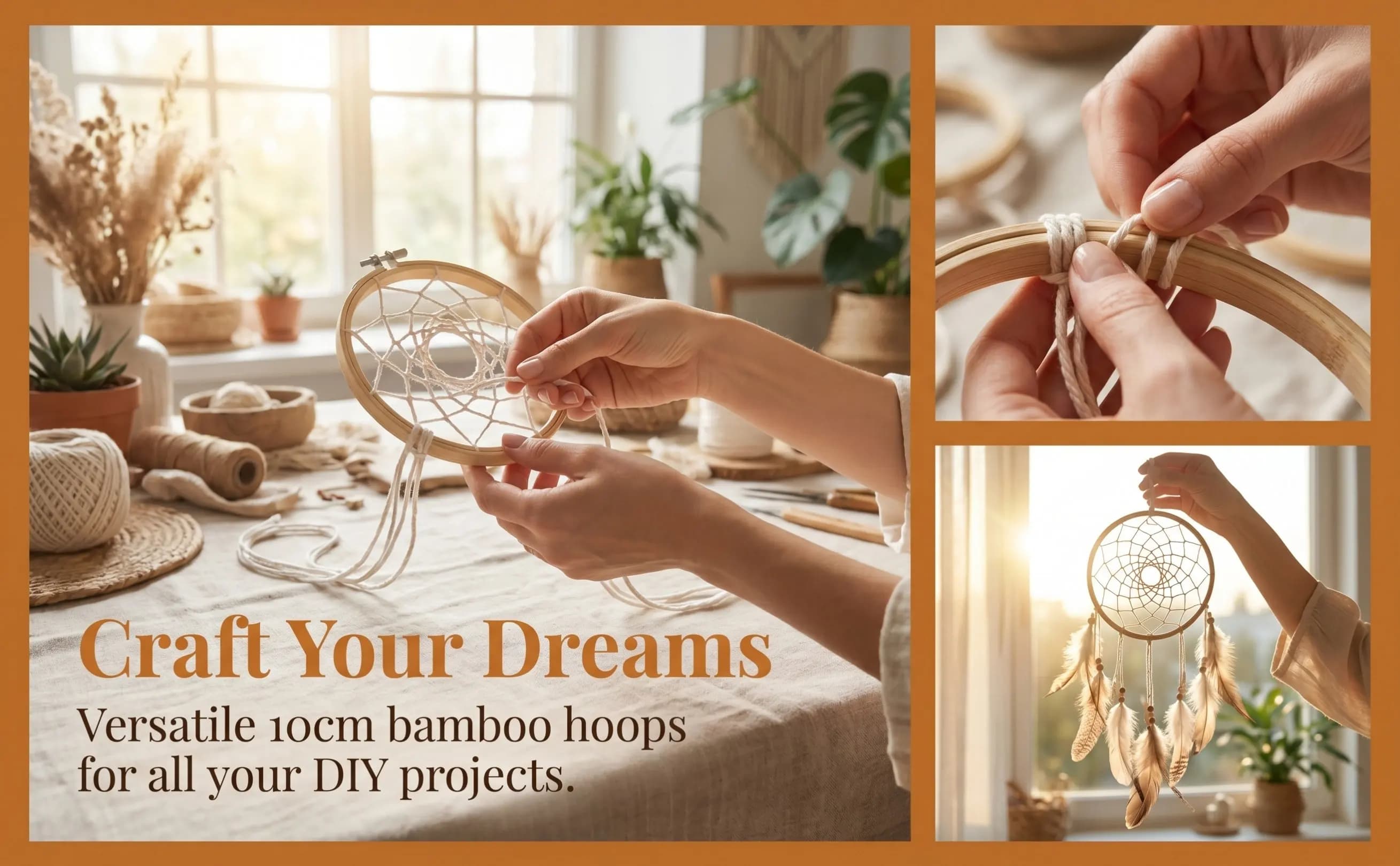 12Pcs 10Cm Round Bamboo Hoops Dream Catcher Ring Set Smooth Non Deformable Craft Rings for Macrame Embroidery Wreath Mandala DIY
