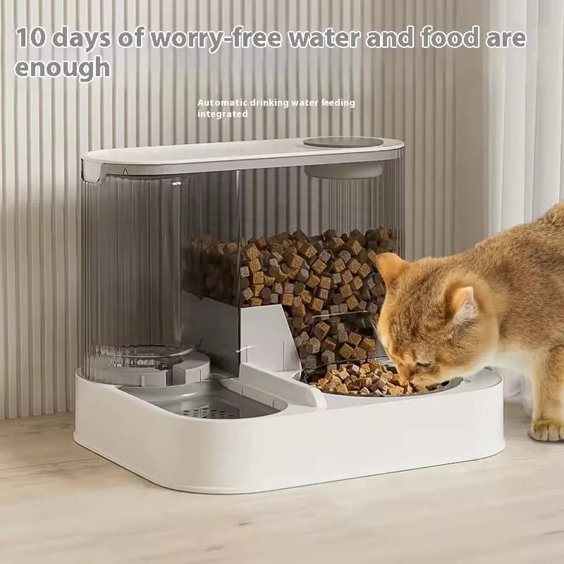 Automatic Feeder For Cats Dogs With Water Fountain Large Capacity Food Storage Dispenser Pet Feeding Bowl Accessory For Puppies