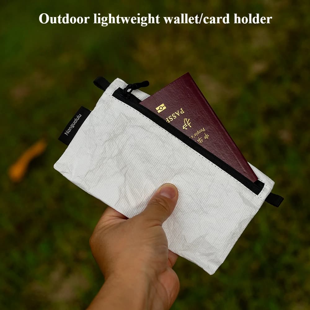 Porta passaporto portafoglio leggero da 14 g/18 g Porta carte da campeggio per escursionismo all'aperto Borsa esterna UHMWPE Piccolo 14x9 cm/Grande 18X12 cm