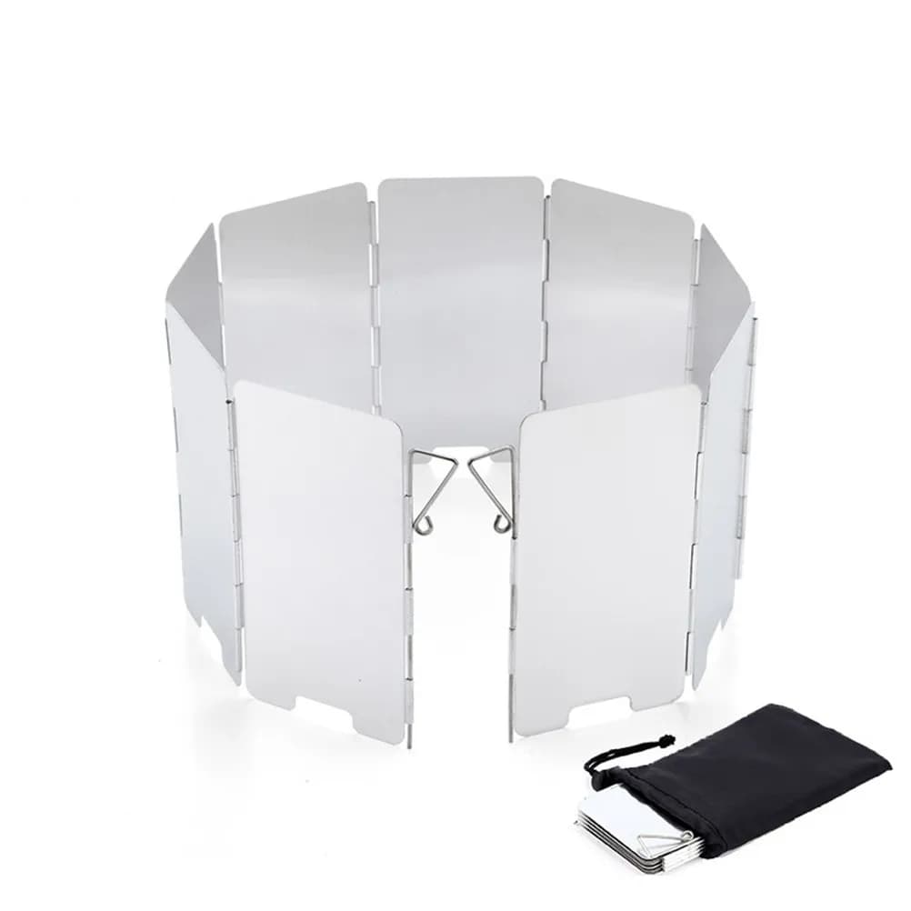 9 Plates Aluminum Alloy Camping Stove Windscreen Folding Barbecue Picnic Outdoor Wind Shield Fuel Saving Wind Screen