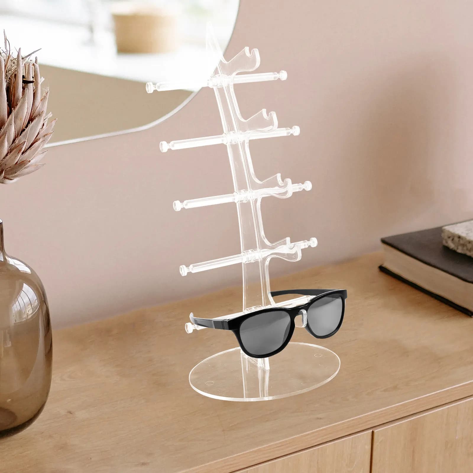 Acrylic Clear Multi-Tier Glasses Display Stand Riser for Sunglasses Eyeglasses Ski Goggles Organizer Holder Desktop Dresser