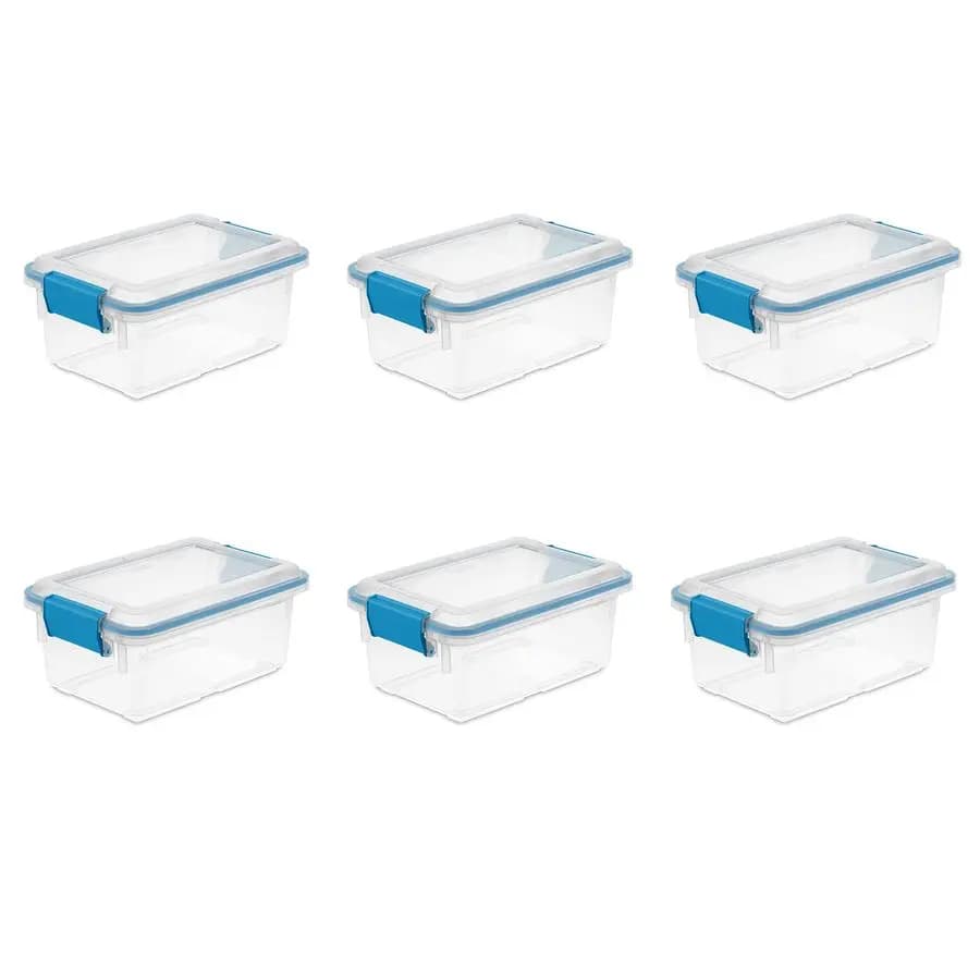 Contenitore con Guarnizione da 7,5 Qt, Scatola Impilabile con Coperchio a Chiusura Ermetica, Contenitore in Plastica per Organizzare il Seminterrato, Base Trasparente, L