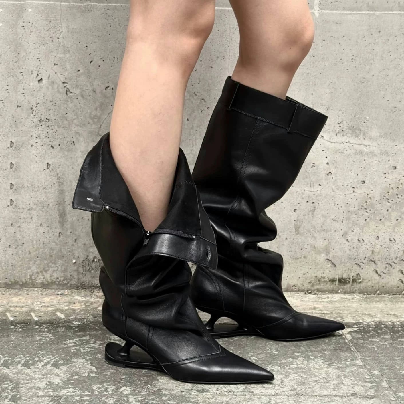 Women's Pointed Thick High Heels Women's Short Boots Autumn and Winter Slope Heel Fashionable Calf Women's Boots