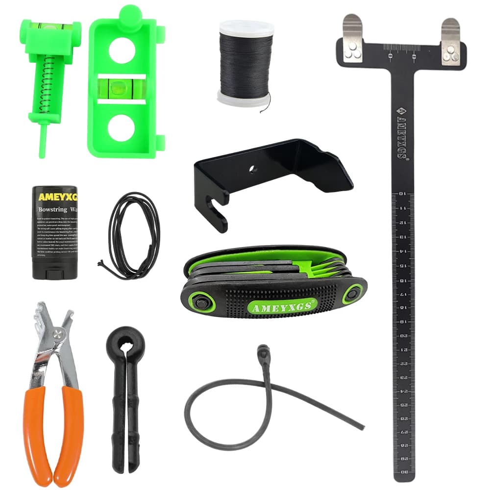 Set Regolabile per Arco Compound con Righello a T, Anello a D, Mirino e Livella a Bolla per Tiro con l'Arco all'Aperto, Allenamento e Pratica