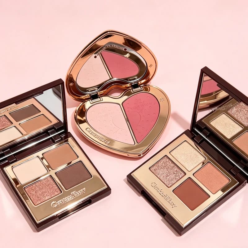 Charlotte Tilbury Fard in Polvere Bicolore a Forma di Cuore, Trucco di Lunga Durata, Palette Ombretti 4 Colori, Ombretto Impermeabile, Cosmetici
