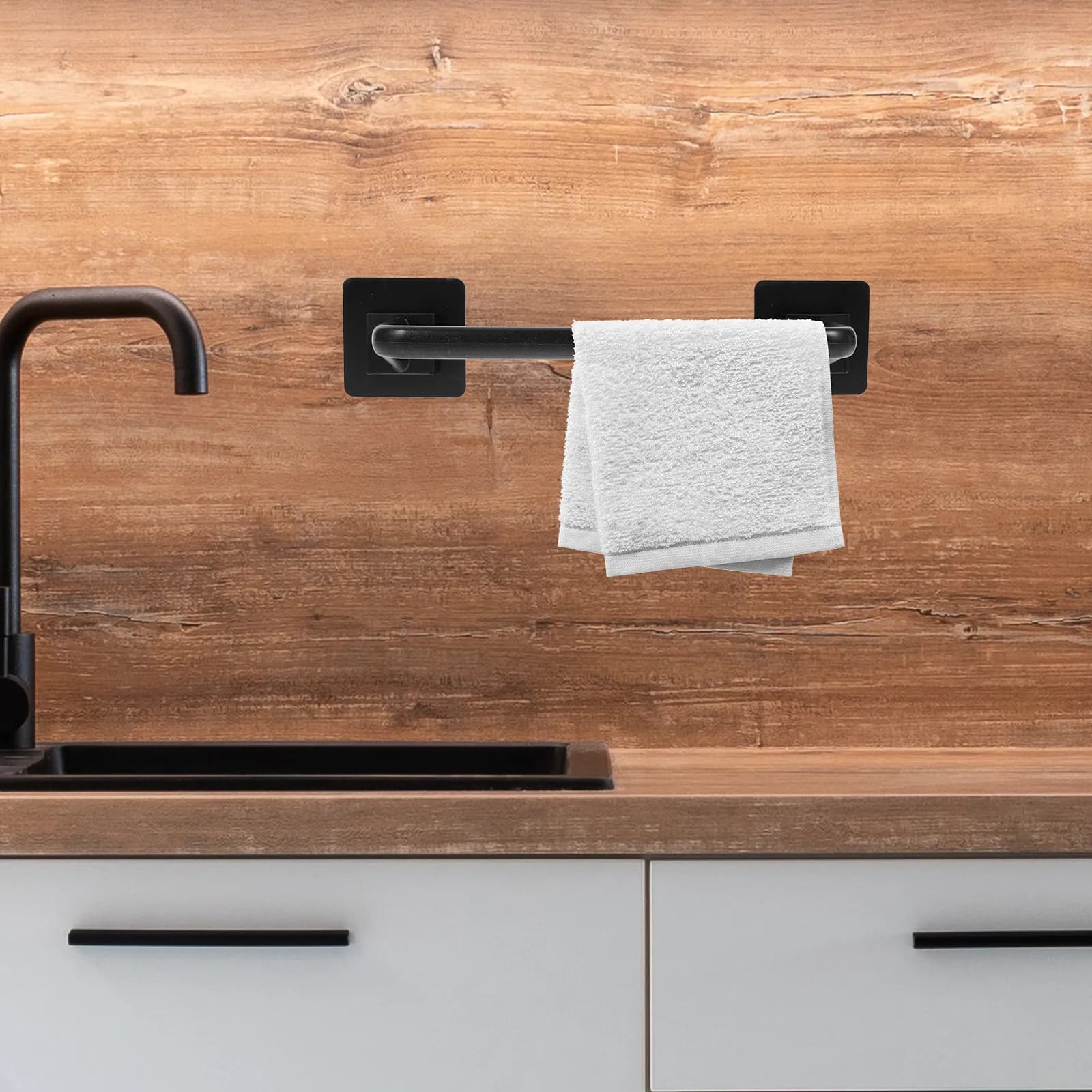 Premium ABS Wall Mounted No Trace Towel Holder Suitable for Bathroom Kitchen Dish Cloth Hanger Bath Towel Bar Storage Rack