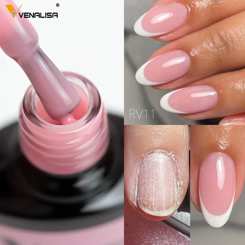VENALISA Base in Gomma Cappotto Colore Gel per Unghie Smalto Gelatina Semi Trasparente Francese per Unghie Camouflage Soak off UV LED Gel per Unghie Smalto