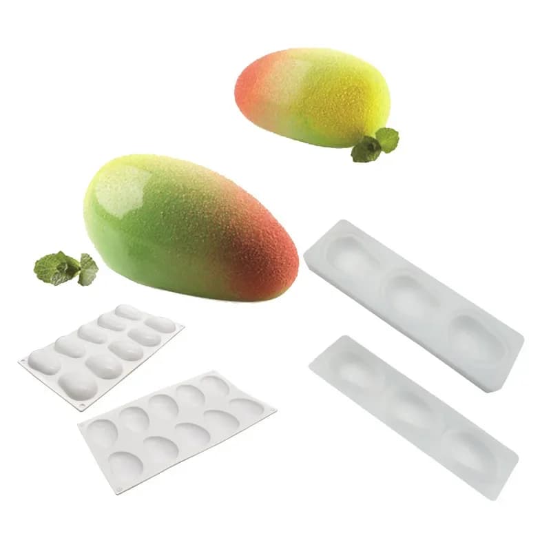 Nuovo stampo in silicone per dessert mousse a forma di mango, stampo per cioccolato, gelato semi-dimensionale fai da te