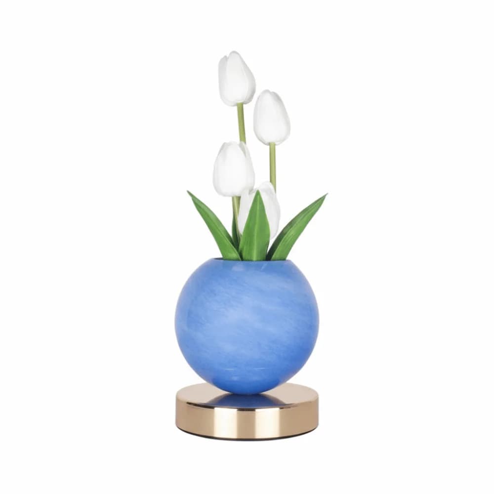 Lampada da Tavolo LED a Forma di Tulipano Ricaricabile USB, Dimmerabile al Tocco, con 3 Colori Cangianti, Design Floreale Artificiale