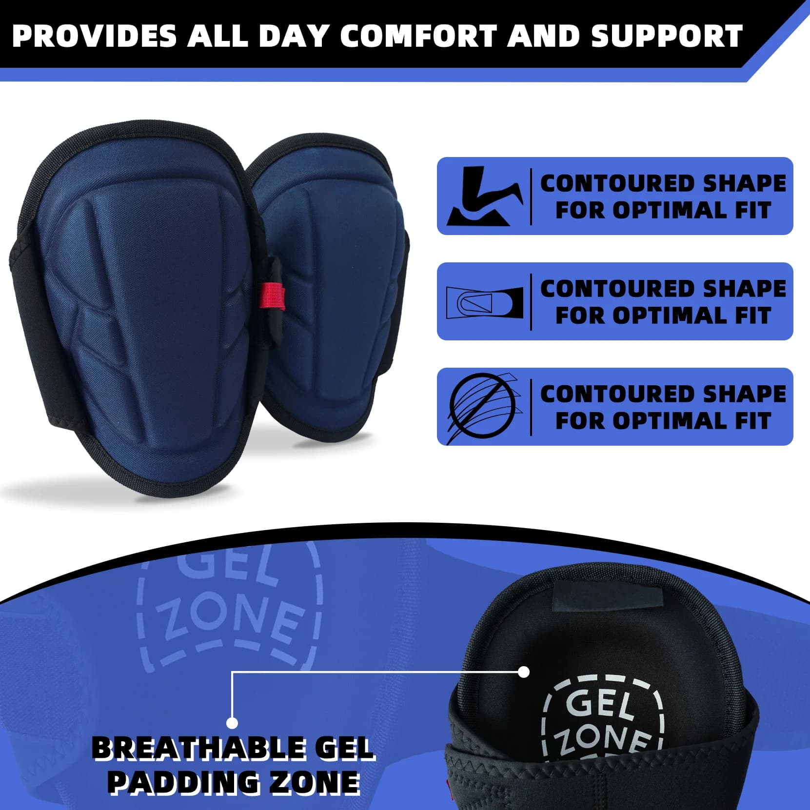MELOTOUGH knee pads with adjustable straps, knee pads for work, durable knee pads, gel knee pads.