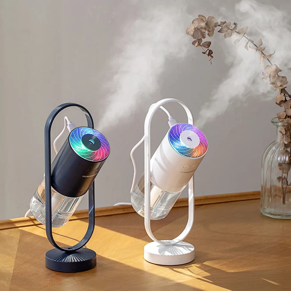 Umidificatore d'aria USB Magic Shadow per la casa con proiezione di luci notturne, purificatore d'aria ultrasonico per auto, mini purificatore d'aria per ufficio