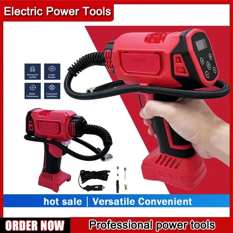Compressore d'aria portatile ricaricabile 18V senza fili per pneumatici auto, gonfiatore automatico per Milwaukee