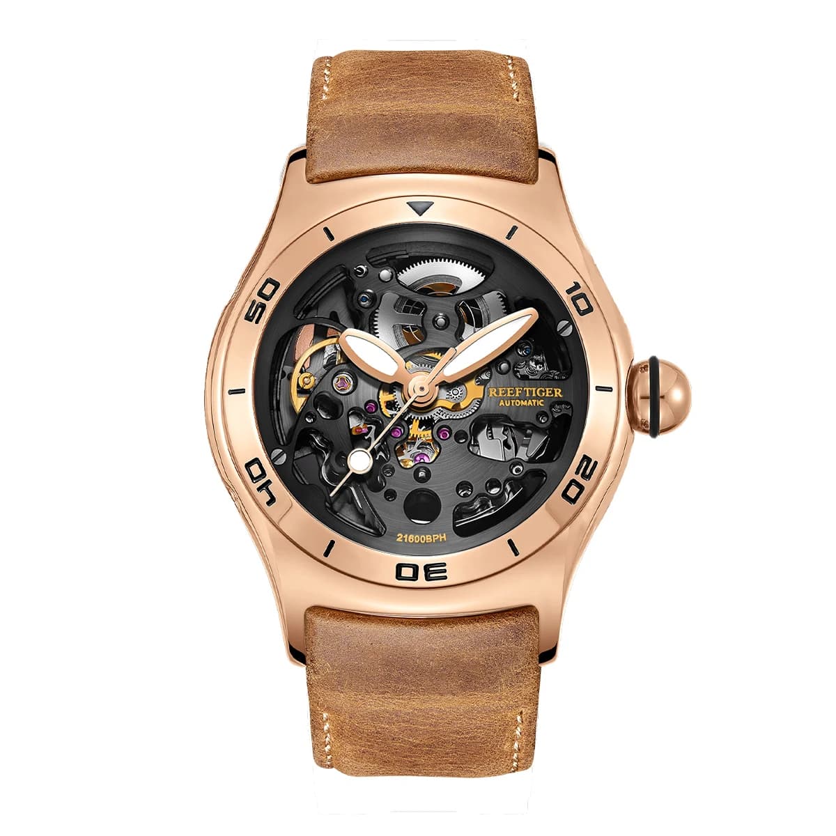 Reef Tiger/RT Top Brand Luxury Skeleton orologio meccanico automatico per uomo acciaio Sport bracciale maschile orologi da polso RGA70S7-2