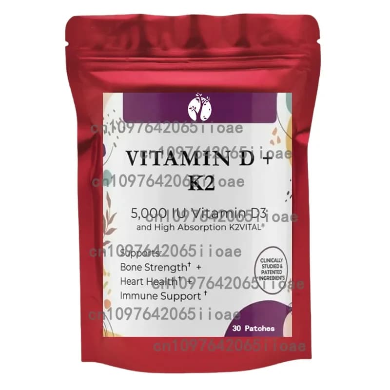 Vitamin D3+K2 vegetable supplement (MK7) for bone and heart health 30 patches