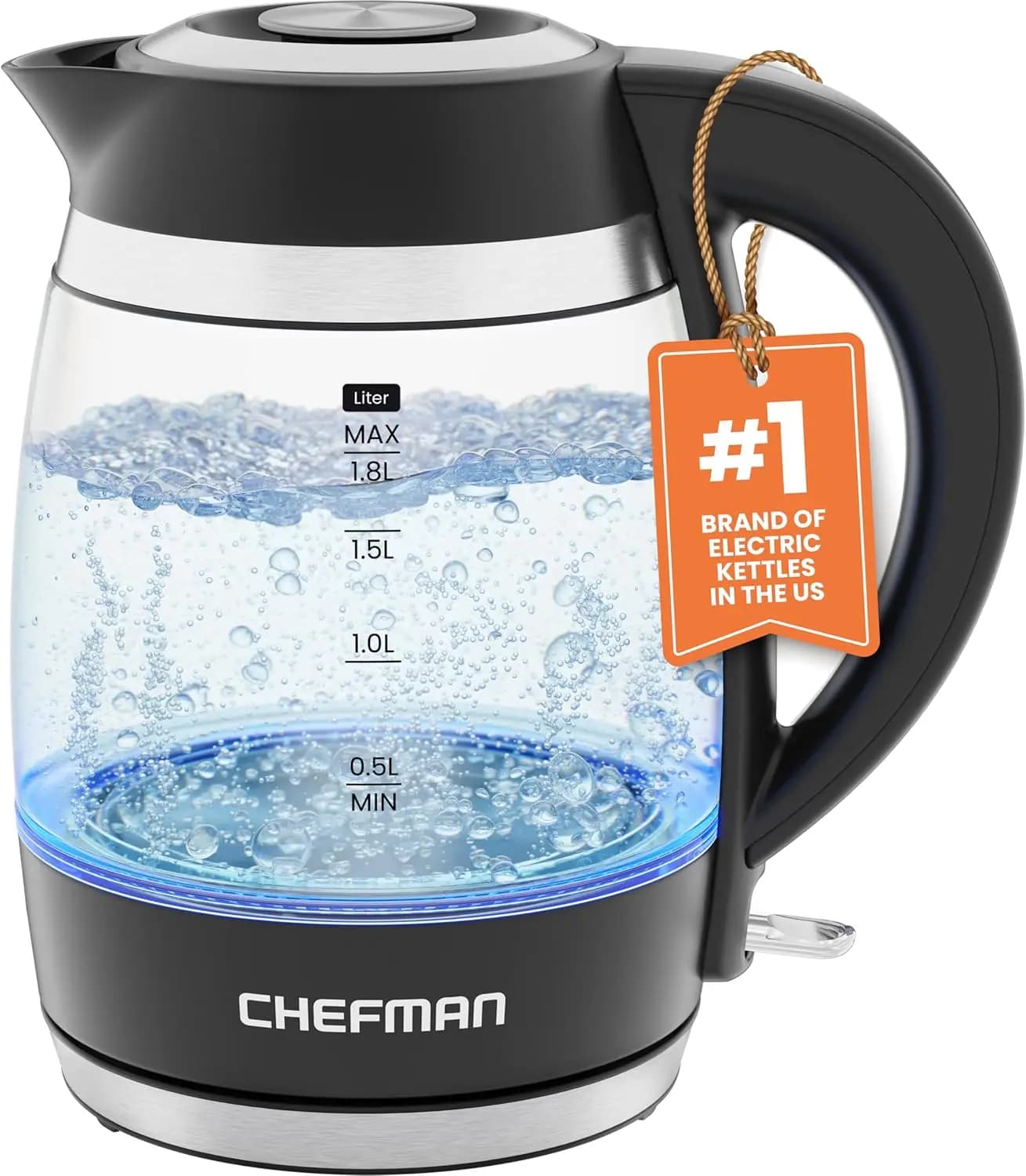 Electric kettle 1.8L 1500W with Automatic Shutdown, Removable Cover, Stainless Steel Filter, BPA-Free Glass