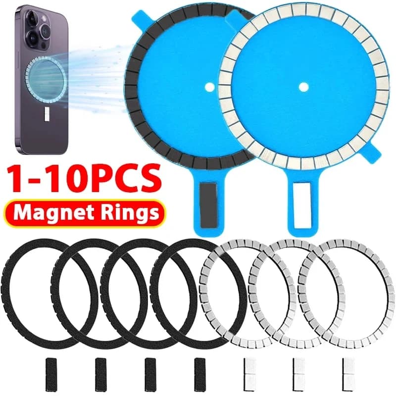 1-10 Magnetic Metal Plate Sheet Universal Circle Ring Sticker Compatible MagSafe Wireless Charging Car Phone Mount For iPhone 15