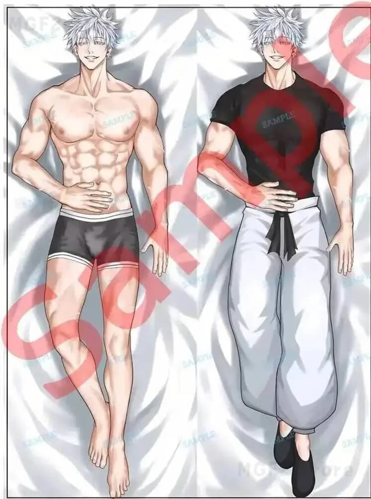 Jujutsu Kaisen Satoru Gojo Dakimakura Waifu - Cushion pillow case with Front/Retro print, Soul, 2WAY, Christmas gift