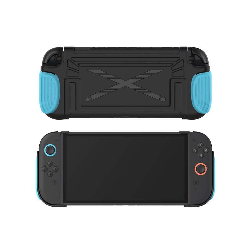 Custodia DOBE Interchangeable Grip Case TNS-5196 per Switch 2, agganciabile con 3 impugnature ergonomiche e protezione completa.