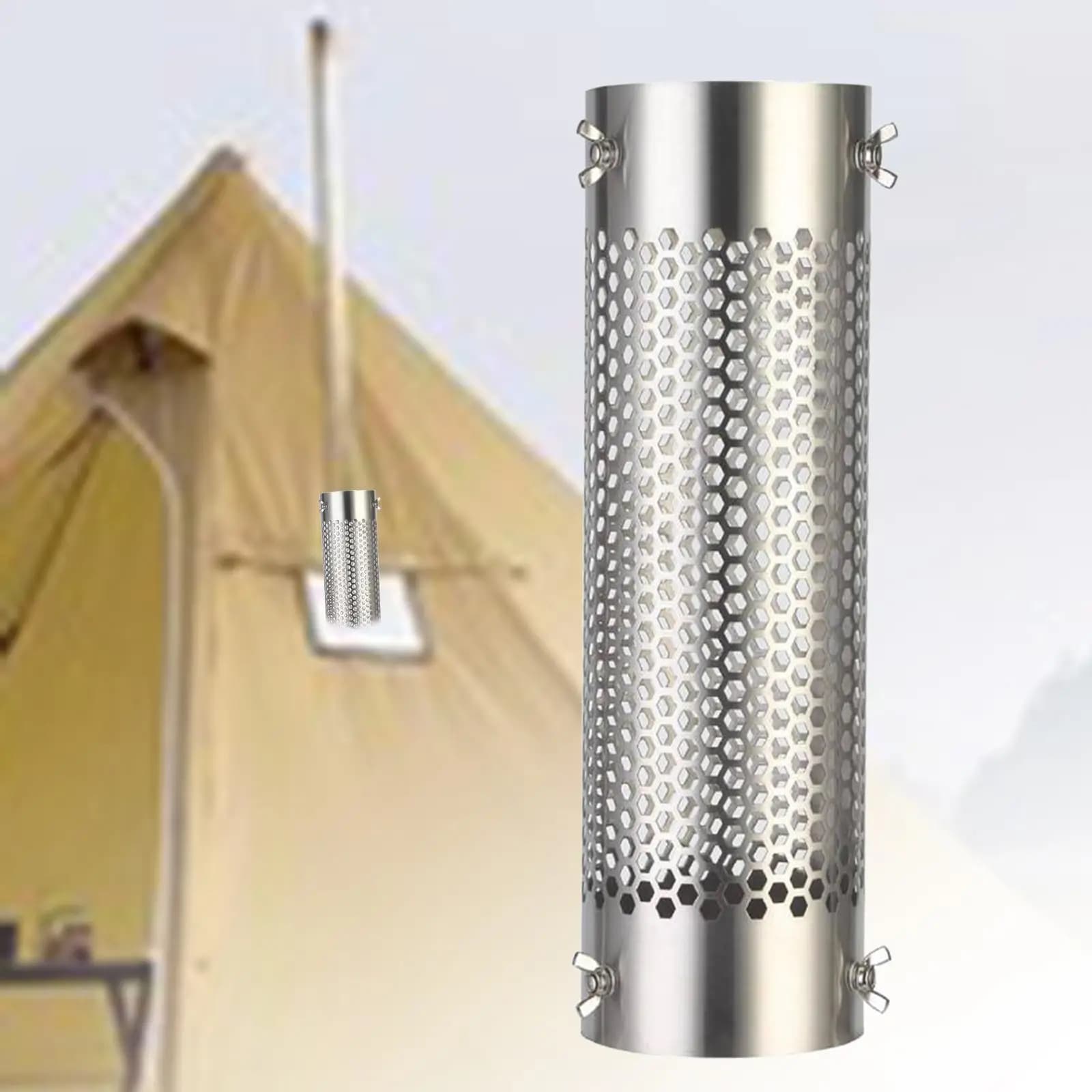 Anti-coating Network Cover for Camping Tent Fireplace, Thermal Protection for Stainless Steel Pipes for Safe Travel