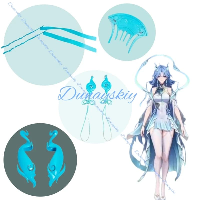 Wuthering Waves QingXiao Anime Cosplay Prop Role Play Comic Con Accessories Hair Pin Ear Pendant Earring Gift Halloween
