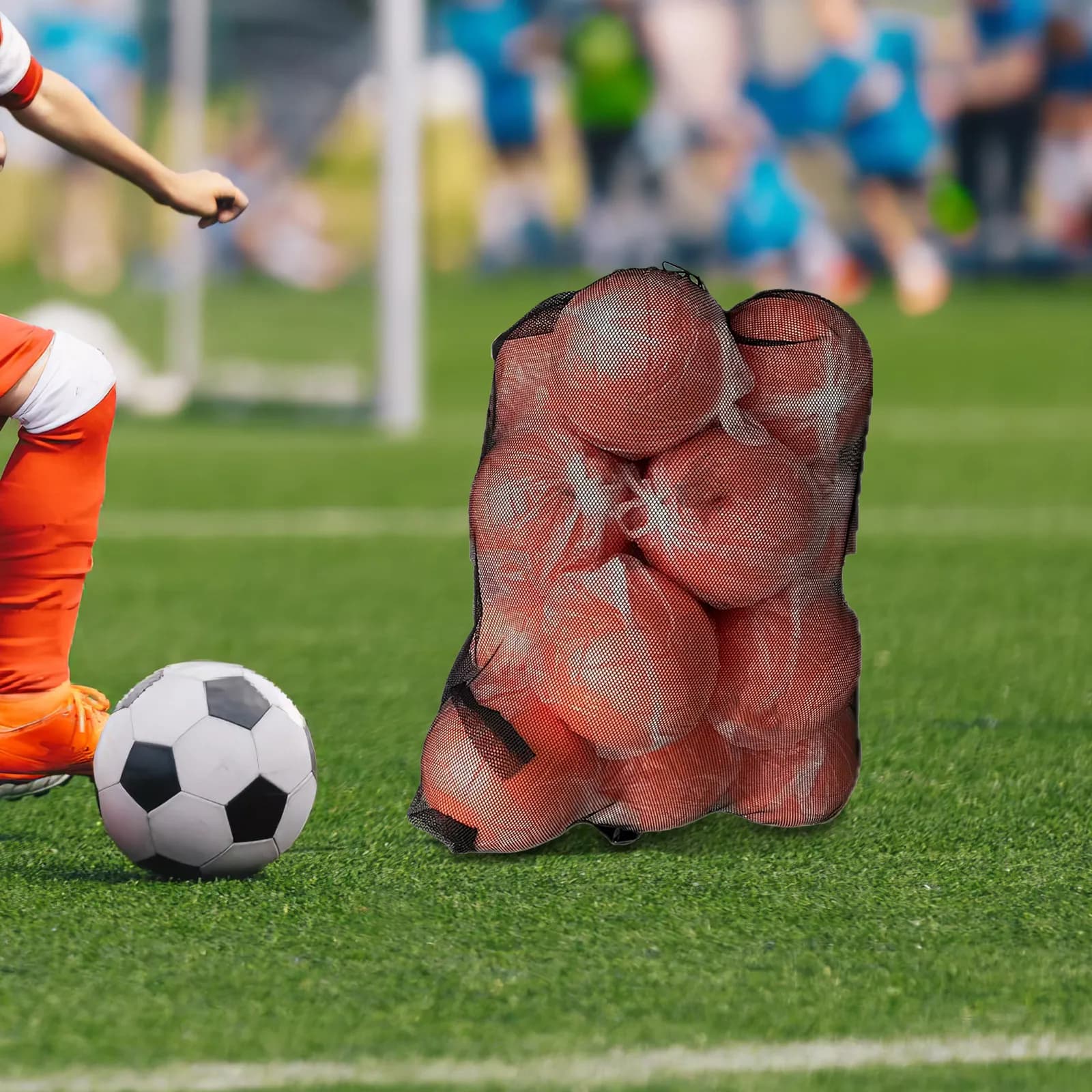 Spacious Breathable Mesh Ball Bag for Basketball Football Volleyball Soccer Rugby Training Gear Storage Sports Equipment