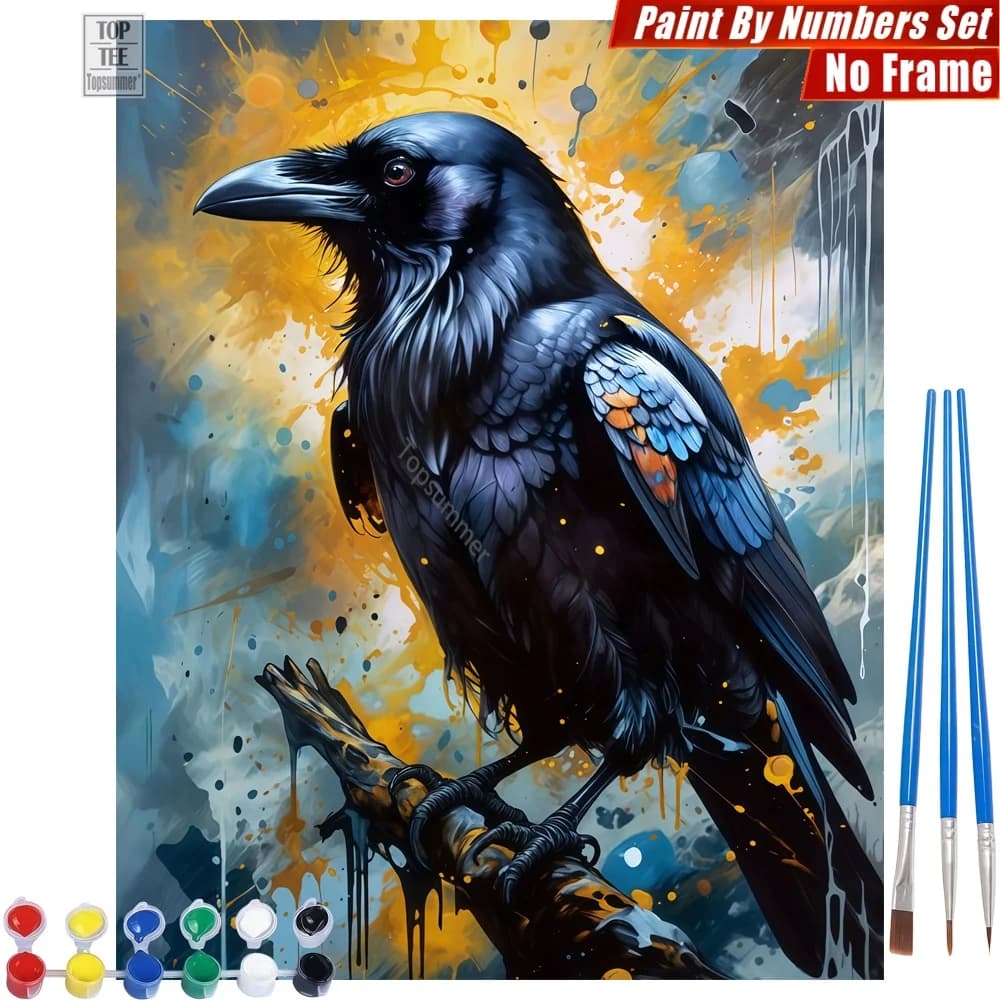 Raven Lifelike Burst DIY Digital Oil Paint Kit - Raven Lifelike Colors Quality Family Time Day Of The Dead Gift For Son