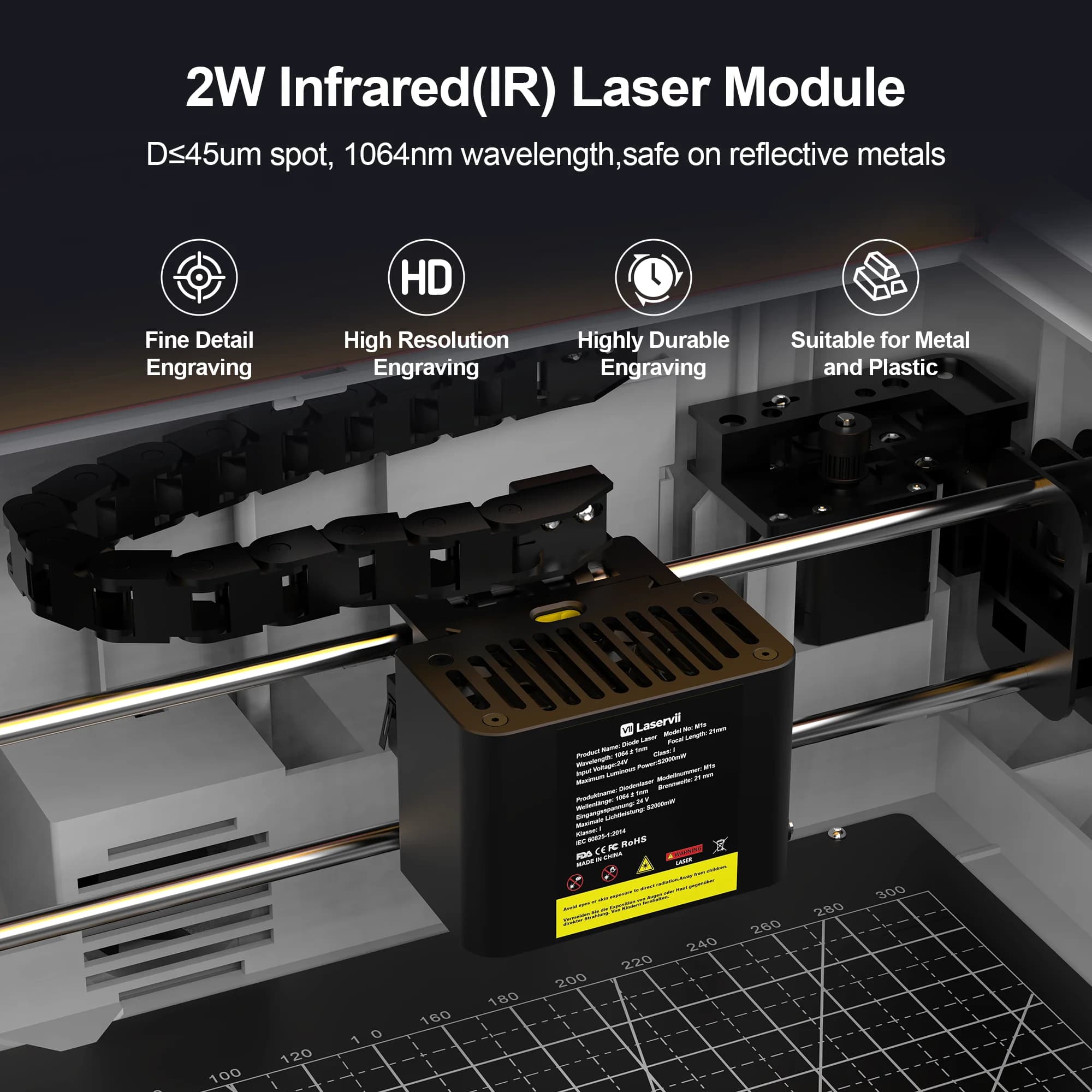 Laservii M1s Laser Module M1sIR-2W Infrared Laser M1s 12W/24W Blue Light With Supply Laser Head For M1s Laser Engraving Machine