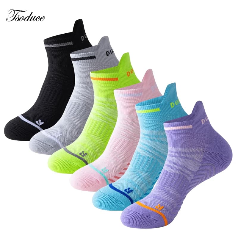 Calzini alla caviglia Calzini atletici imbottiti con tallone e punta rinforzati, mesh traspirante, supporto per l'arco plantare, sport, corsa, calzini con linguetta