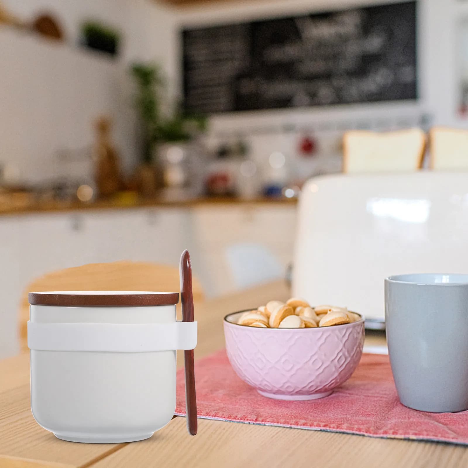 Set di Barattoli per Spezie in Ceramica Opaca con Cucchiaio e Coperchio, Contenitore per Sale e Pepe, Dispenser per Condimenti da Cucina