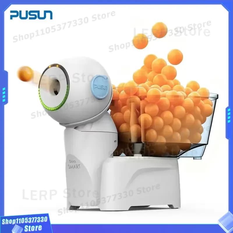 PUSUN Smart Table Tennis Robot with APP Control Adjustable Speed and Curve Modes for Home Training Automatic Ball Launcher