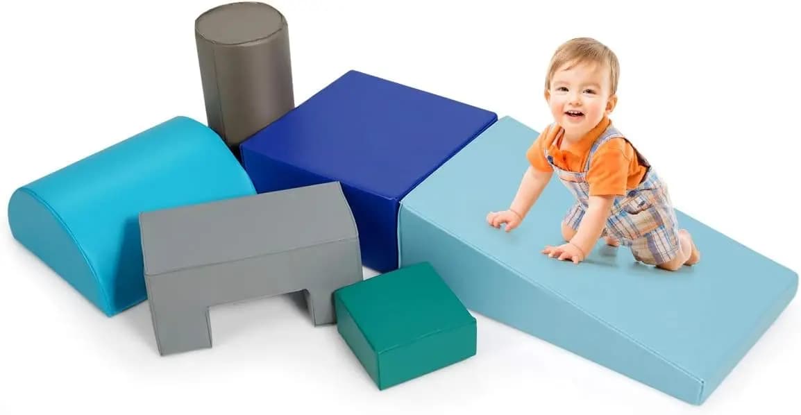 Set da gioco in schiuma per bambini da 6 pezzi, blocchi di schiuma colorati per bambini per strisciare, arrampicata, camminare, educativo per bambini