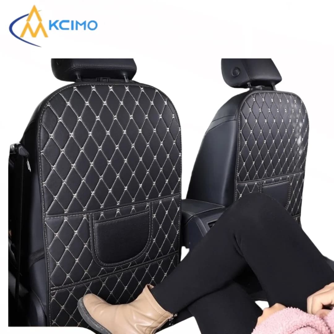 Child Car Seat Kick Pad - PU Leather Back Seat Protector Prevents Stains & Keeps Rear Seats Safe & Secure