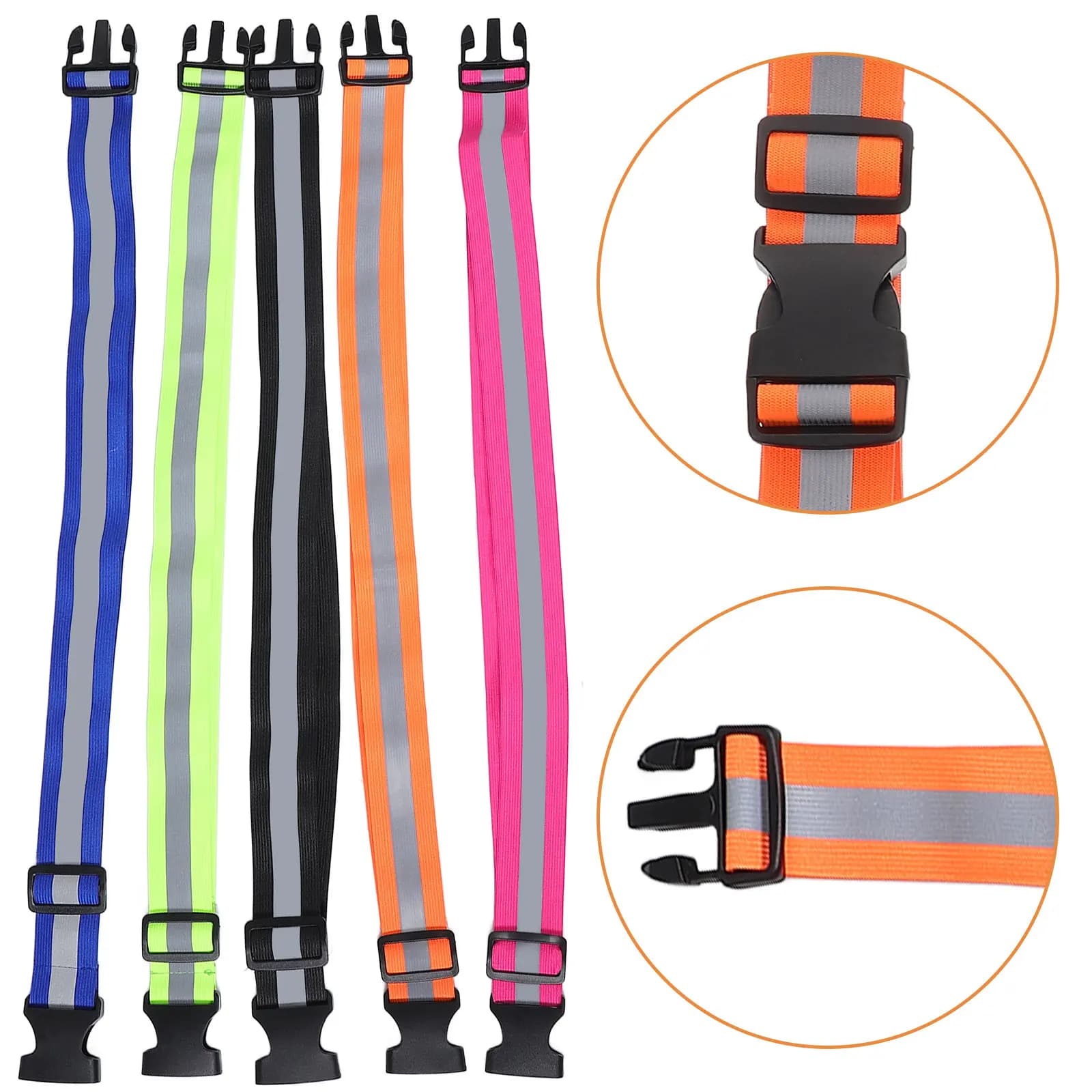 Cintura riflettente da corsa, elastica, visibile di notte, cinturino di sicurezza per ciclismo all'aperto, escursionismo, camminata, sport, 5 pezzi