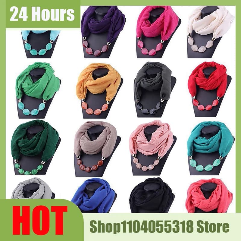 Women's Cotton and Linen Necklace Scarf with Ethnic Style Soft Necklace Stylister Scarf with Ethnic Jewelry Necklace