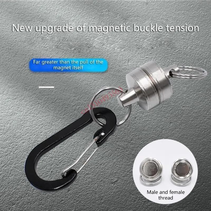 Supporto per rilascio rete magnetica per pesca a mosca con cordino a spirale Forte magnete Moschettone Fibbia rapida Corda 448C