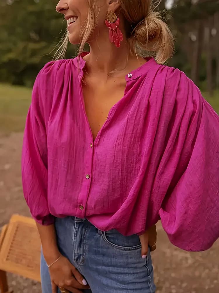 New elegant long sleeve shirt with Korean collar Plus Size Women's top with pink wrinkles French shirt All Match Office women's clothing
