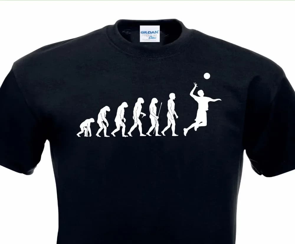100% Cotton Men Print T-Shirt Evolution T-Shirt Volleyballer Flies Ball Hobbies Casual Wear Tee Shirt Aldult Teen Unisex