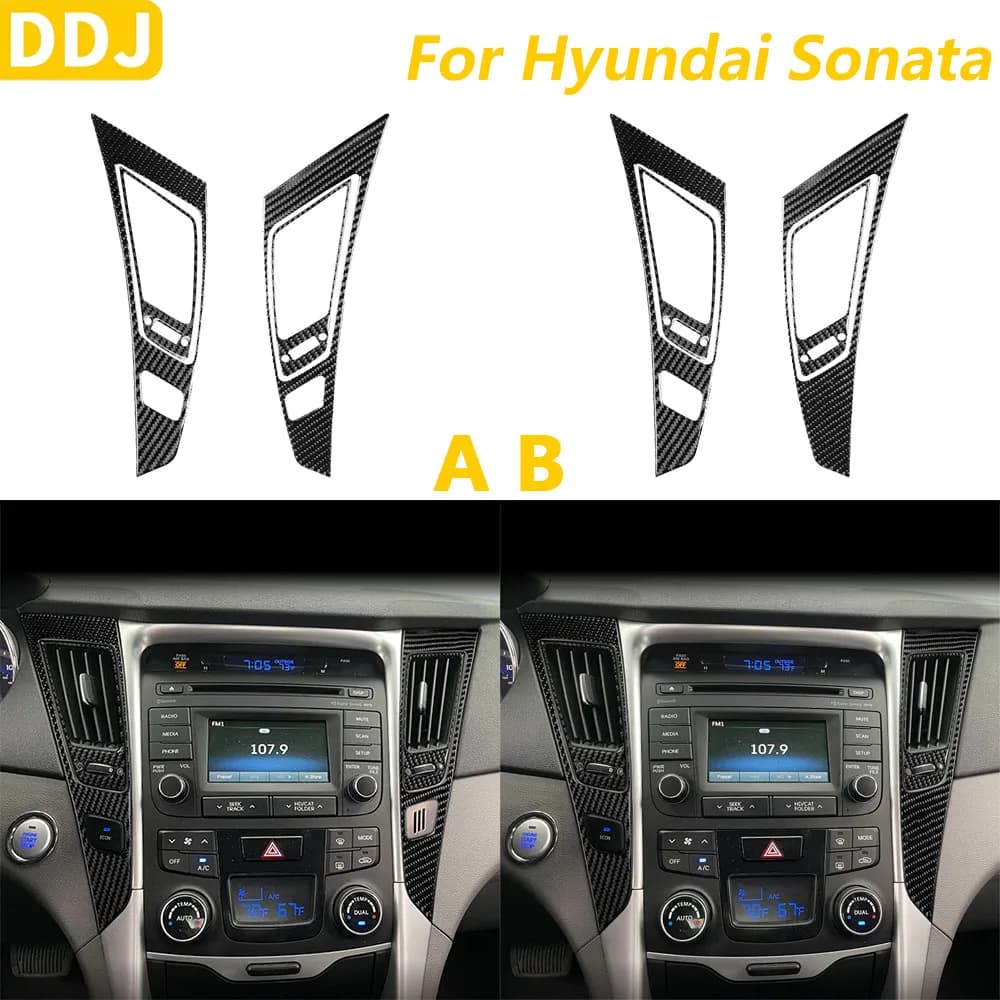 For Hyundai Sonata 2011-2014, Carbon Fiber Cover Set for Central Control Panel and Air Conditioning Boxes, Auto Accessories, Wall decals
