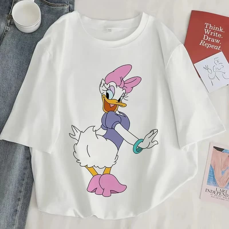Donald Duck Daisy Fun Cartoon T-shirt Printed T-shirt Women's Strong Size T-shirt Harajuku Fashion Woman Y2k