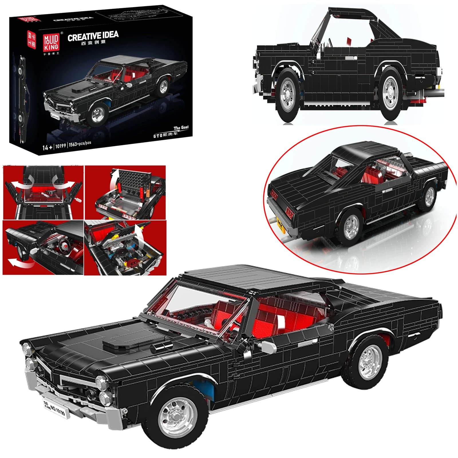 Mould King 10199 1563PCS Muscle Car Building Blocks Tecnico di Veicolo Sportivo Modello di Mattoni di Montaggio Giocattolo Per Bambini Regalo Di Compleanno Ideale