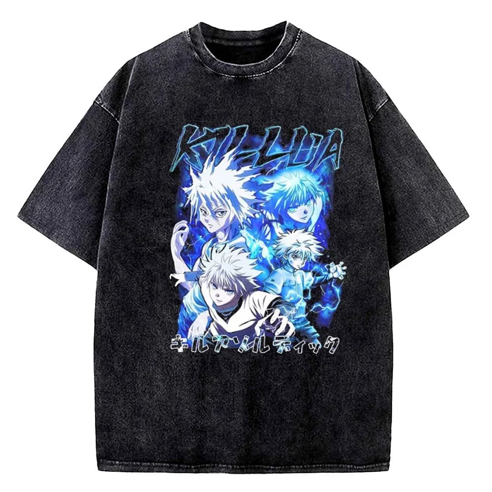 Hunter x Hunter Vintage Washed cotton teen Psychedelic aesthetic Vintage Graphic harajuku Digital 2000s Breathable Pop Culture
