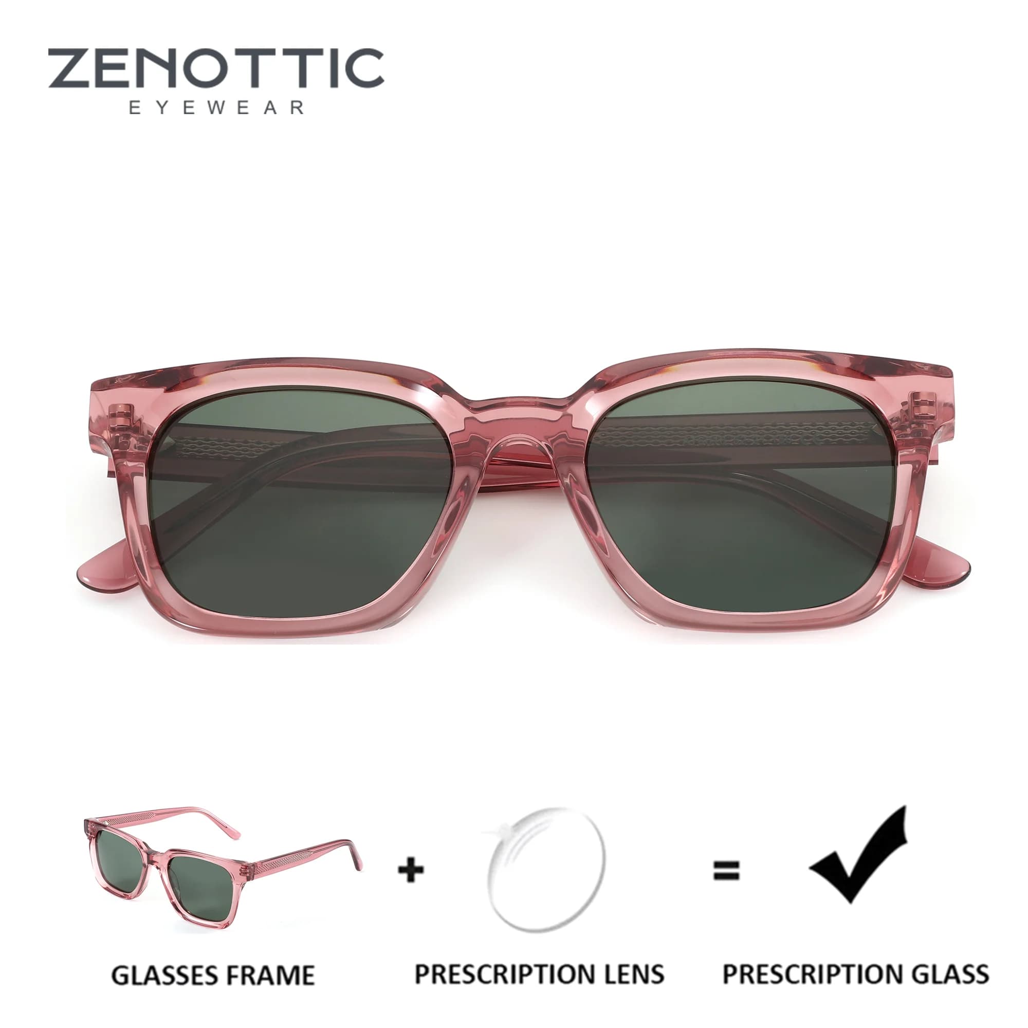 ZENOTTIC (taglia M) Eleganti occhiali da sole polarizzati in acetato per donna, occhiali da sole ottici di tendenza UV400 per miopia/progressivi