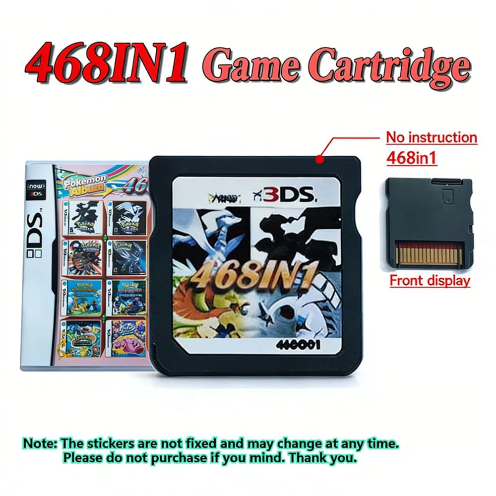 Cartuccia di Gioco Multi-Gioco 23 in 1 / 468 in 1 Super Combo per DS NDS 3DS XL 3DSXL 2DS NDSL