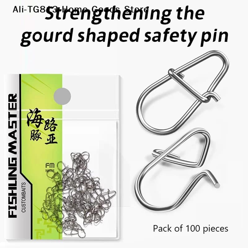 [TG813] 100 Pezzi Clip da Pesca, Moschettoni Rapidi per Crankbait, Connettori per Esche da Pesca, Duo Lock per Acqua Salata, in Acciaio Inossidabile