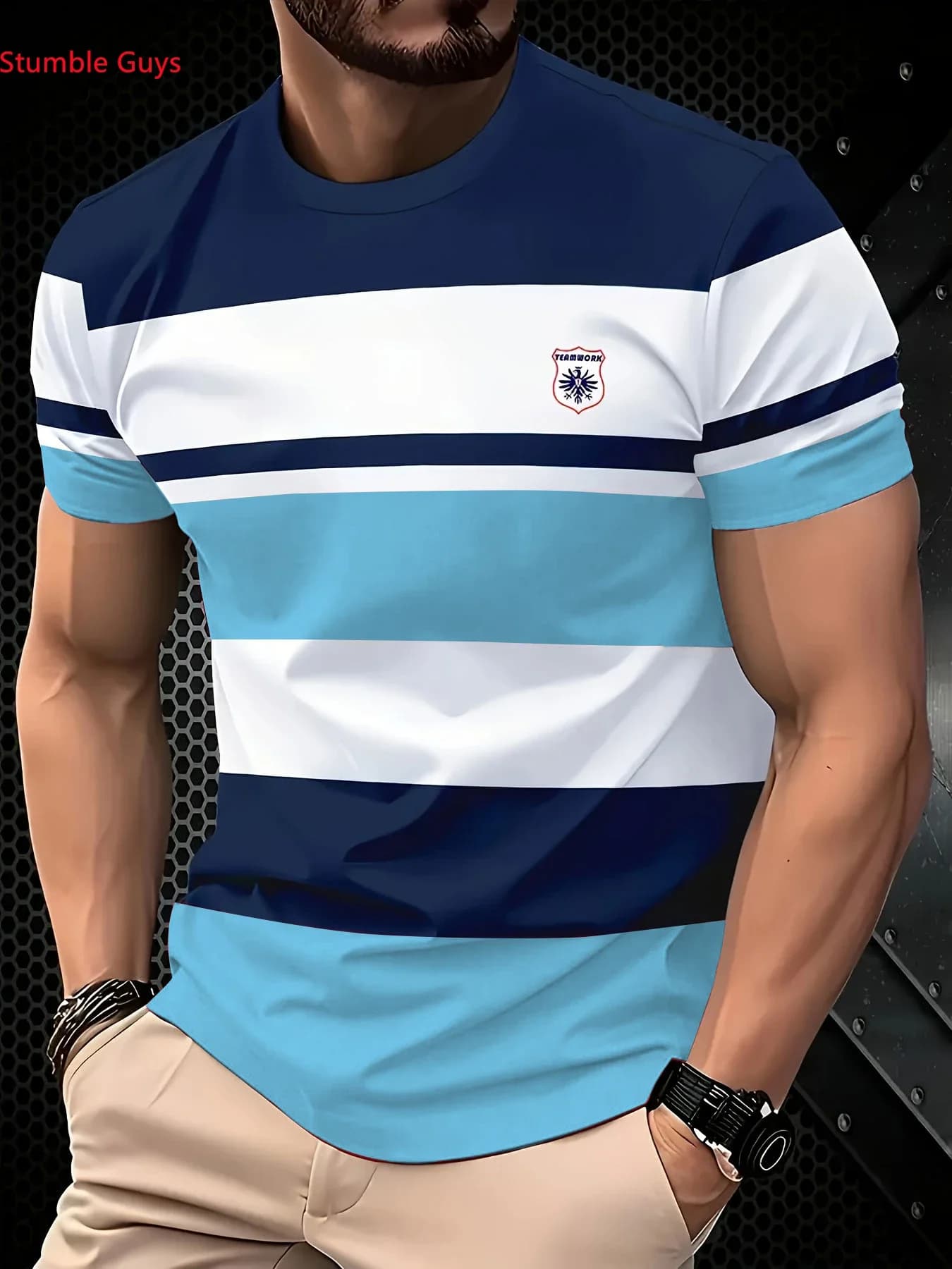 T-shirt stampata urbana da uomo alla moda, estiva, casual, a maniche corte, ad asciugatura rapida, traspirante, abbigliamento sportivo
